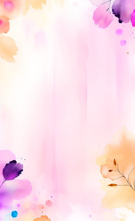 Watercolor autumn background with leaves and space for text. Hand-drawn illustration.の素材