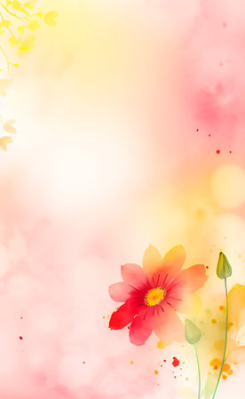 Flower watercolor background. Vector illustration. Spring floral background.の素材