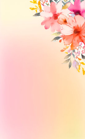 Flowers watercolor illustration. Manual composition. Mother's Day, wedding, birthday, Easter, Valentine's Day. Pastel colors. Spring. Summer.の素材