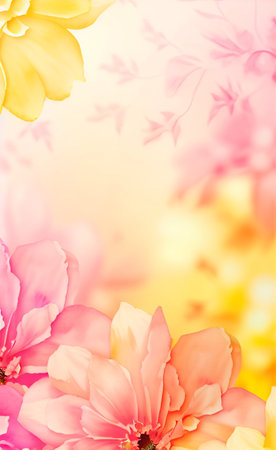 Floral spring background with blooming flowers. Spring blossom.の素材