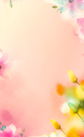 Watercolor spring background with flowers. Hand drawn vector illustration. Gradient mesh.の素材