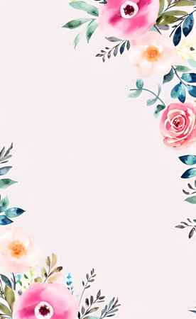 Watercolor floral background. Hand painted watercolor flowers on white background.の素材
