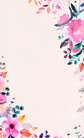 Watercolor floral background. Hand painted watercolor flowers on white background.の素材