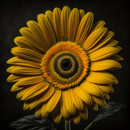 Sunflower on a black background. Close-up. Nature.の素材