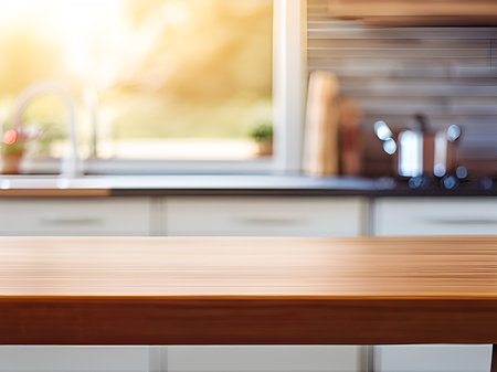 Table Top And Blur Interior of the Background. Ready For Your Designの素材