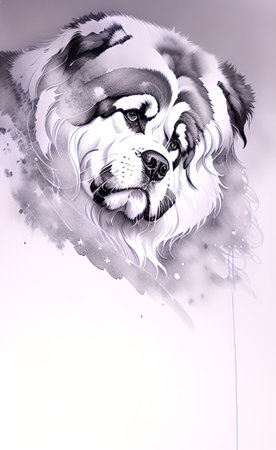 Sketch of a St. Bernard dog. Drawing by hand.の素材
