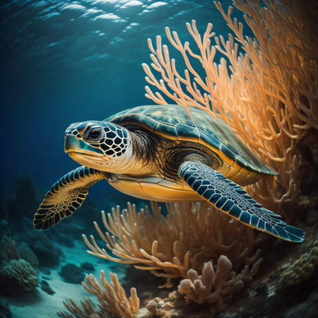 Hawaiian Green Sea Turtle (Chelonia mydas) in the Red Sea.の素材