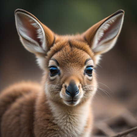 Portrait of a young baby kangaroo looking at the cameraの素材