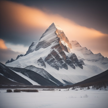Mount Fitz Roy in the winter, Los Glaciares National Park, Argentinaの素材