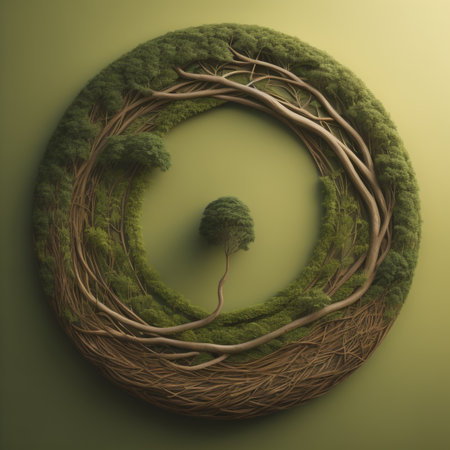 3d illustration of a tree made of branches in the form of a circleの素材