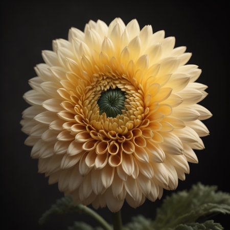Beautiful yellow chrysanthemum on dark background, closeupの素材