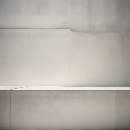 Empty white concrete shelf and concrete wall. Mock up, 3D Renderingの素材