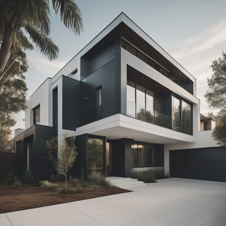 Modern, Luxury Apartment Building Exterior. 3d Renderingの素材