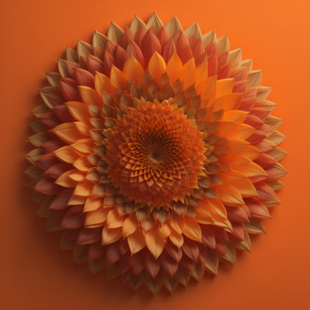 Abstract flower on orange background. 3d rendering, 3d illustration.の素材