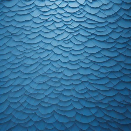 Blue fish scales background. 3d rendering. Computer digital drawing.の素材