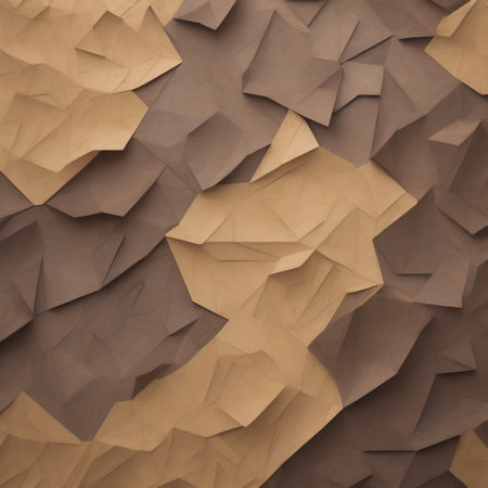 Brown paper background, origami style, 3d rendering. Computer digital drawing.の素材