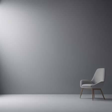 Minimalist interior with armchair. 3d render illustration.の素材