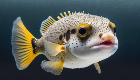 Pufferfish in the deep blue water. Underwater world.の素材