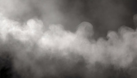 White smoke isolated on black background. Realistic clouds. 3d illustrationの素材