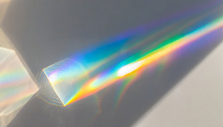 Rainbow refraction on a white background. Close-up.の素材