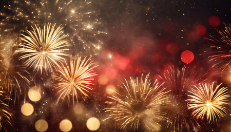Beautiful colorful firework display for celebrate new year and merry christmasの素材