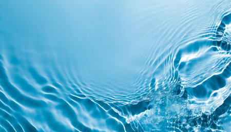 closeup of blue water surface with ripples and waves from aboveの素材