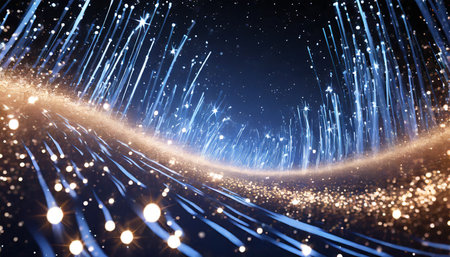 Fiber optics background image with lots of light spots (3d render)の素材