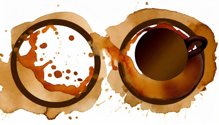 Coffee cup with coffee stains on white background. Vector illustration.の素材
