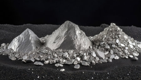 A closeup shot of a heap of rocks on a black backgroundの素材