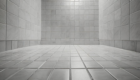 White tile wall and floor. 3d rendering. Computer digital drawing.の素材