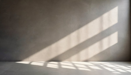 empty room with shadow on the concrete wall. 3d render illustrationの素材