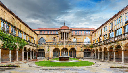 Courtyard of the University of Burgos, Castilla y Leon, Spainの素材