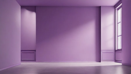 Purple empty room with purple walls and floor, 3d renderingの素材