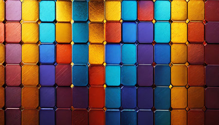 abstract background of colored glass mosaic tiles, closeup of photoの素材