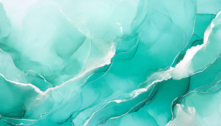 Turquoise abstract watercolor background. Alcohol ink painting texture.の素材
