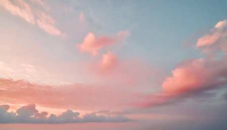 Beautiful sunset sky with cloud background. Panoramic view.の素材
