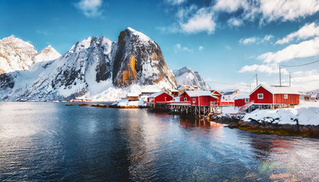 Fishing village Reine on Lofoten islands, Norwayの素材