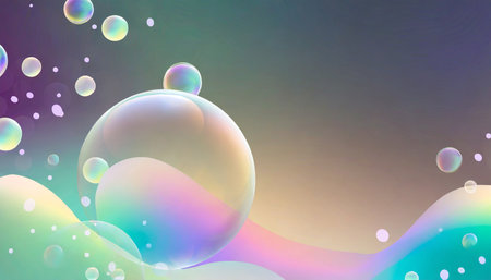 Abstract background with multicolored soap bubbles. 3d rendering.の素材