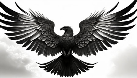 Eagle flying in the sky. 3d rendering. Computer digital drawing.の素材