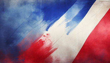 French flag painted on grunge wall, highly detailed textured backgroundの素材