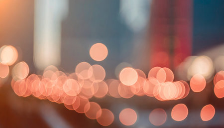 Abstract circular bokeh background of car light in city at nightの素材