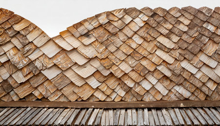 Wooden roof of the house in the form of a latticeの素材