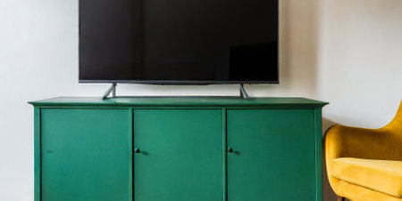 TV on the cabinet in the living room, interior design concept.の素材
