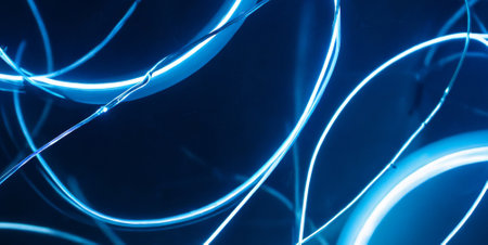 Abstract blue background with some smooth lines in it (close up)の素材