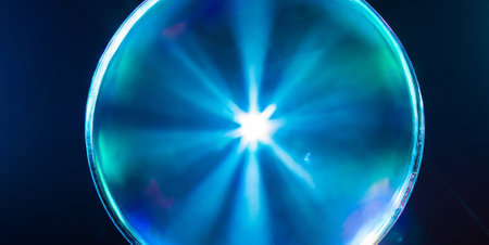 abstract background of blue light on a disco ball, close upの素材