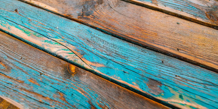 Wooden planks in the rain, close-up background.の素材