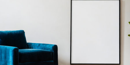 Blank white poster on the wall in living room, stock photoの素材