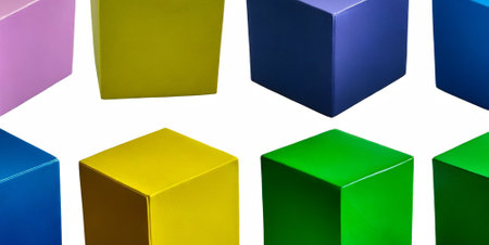 Colorful cubes isolated on a white background. 3d rendering.の素材