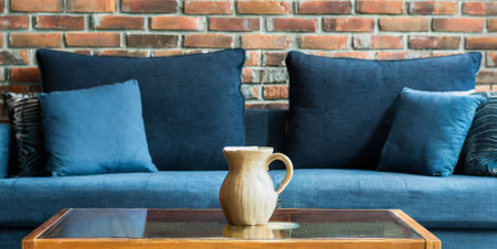 Pillow on sofa decoration in livingroom interior - Vintage Light Filterの素材