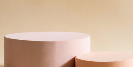 Cylindrical podiums for product presentation. Abstract background.の素材